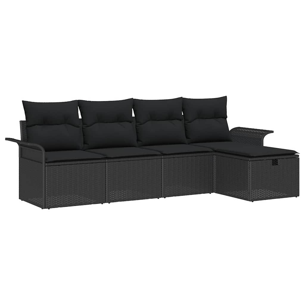 Tuinbankenset 5 st Zwart poly rattan