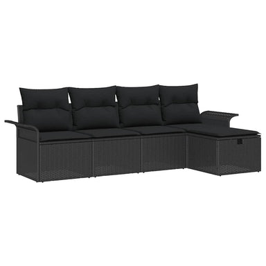 Tuinbankenset 5 st Zwart poly rattan