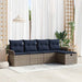 Tuin Sofa Set 5 st Grijs en Marineblauw poly rattan