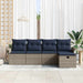 Tuin Sofa Set 5 st Grijs en Marineblauw poly rattan