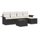 Tuinbankenset 6 st Zwart en Crème poly rattan