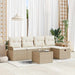 Tuinbankenset 6 st Beige en Crème poly rattan