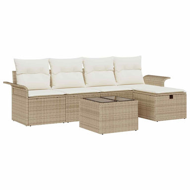 Tuinbankenset 6 st Beige en Crème poly rattan