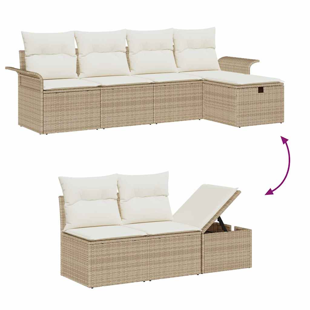 Tuinbankenset 6 st Beige en Crème poly rattan