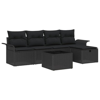 Tuinbankenset 6 st Zwart poly rattan