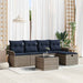 Tuin Sofa Set 6 st Grijs en Marineblauw poly rattan