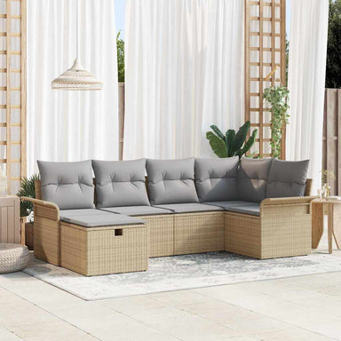 Tuin Sofa Set met kussen 6 pcs Beige en Licht Grijs poly rattan