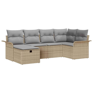 Tuin Sofa Set met kussen 6 pcs Beige en Licht Grijs poly rattan