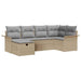 Tuin Sofa Set met kussen 6 pcs Beige en Licht Grijs poly rattan