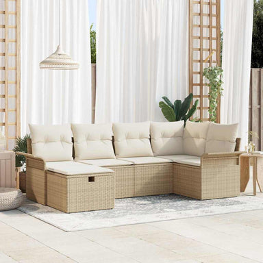 Tuinbankenset 6 st Beige en Crème poly rattan