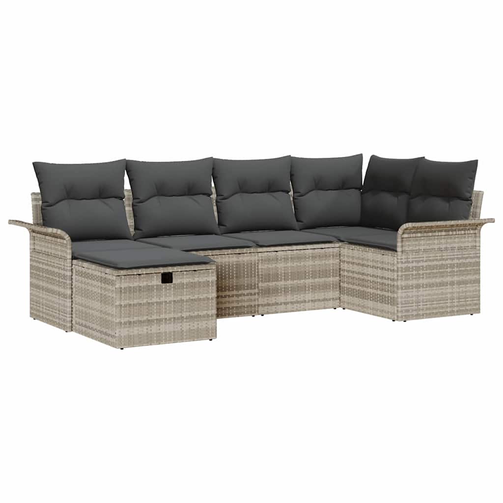 Tuin Sofa Set met kussen 6 pcs Lichtgrijs poly rattan
