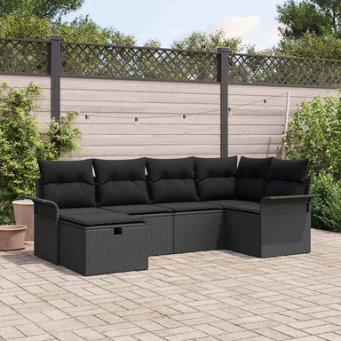 Tuinbankenset 6 st Zwart poly rattan