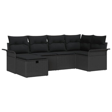 Tuinbankenset 6 st Zwart poly rattan