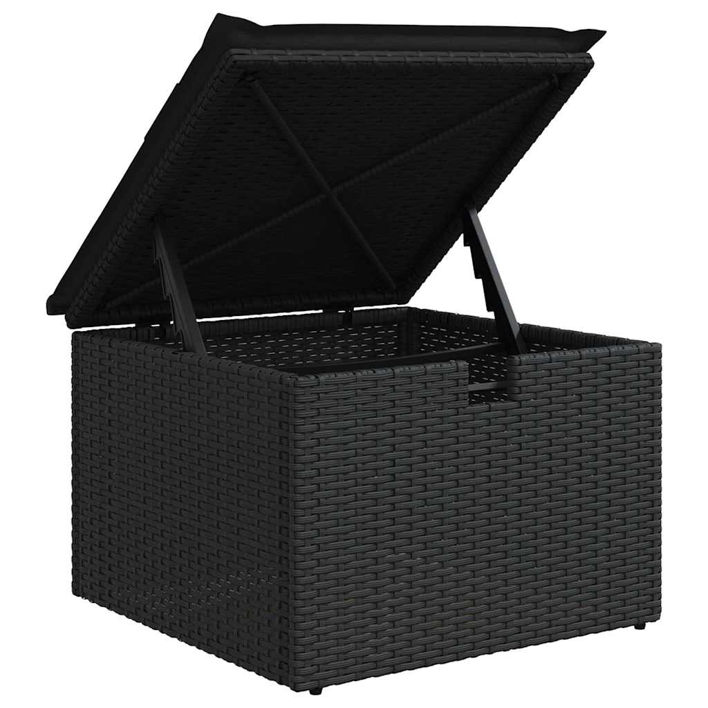 Tuinbankenset 6 st Zwart poly rattan