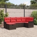 Tuin Sofa Set 6 st Bruin en Rood poly rattan