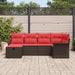 Tuin Sofa Set 6 st Bruin en Rood poly rattan