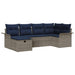 Tuin Sofa Set 6 st Grijs en Marineblauw poly rattan