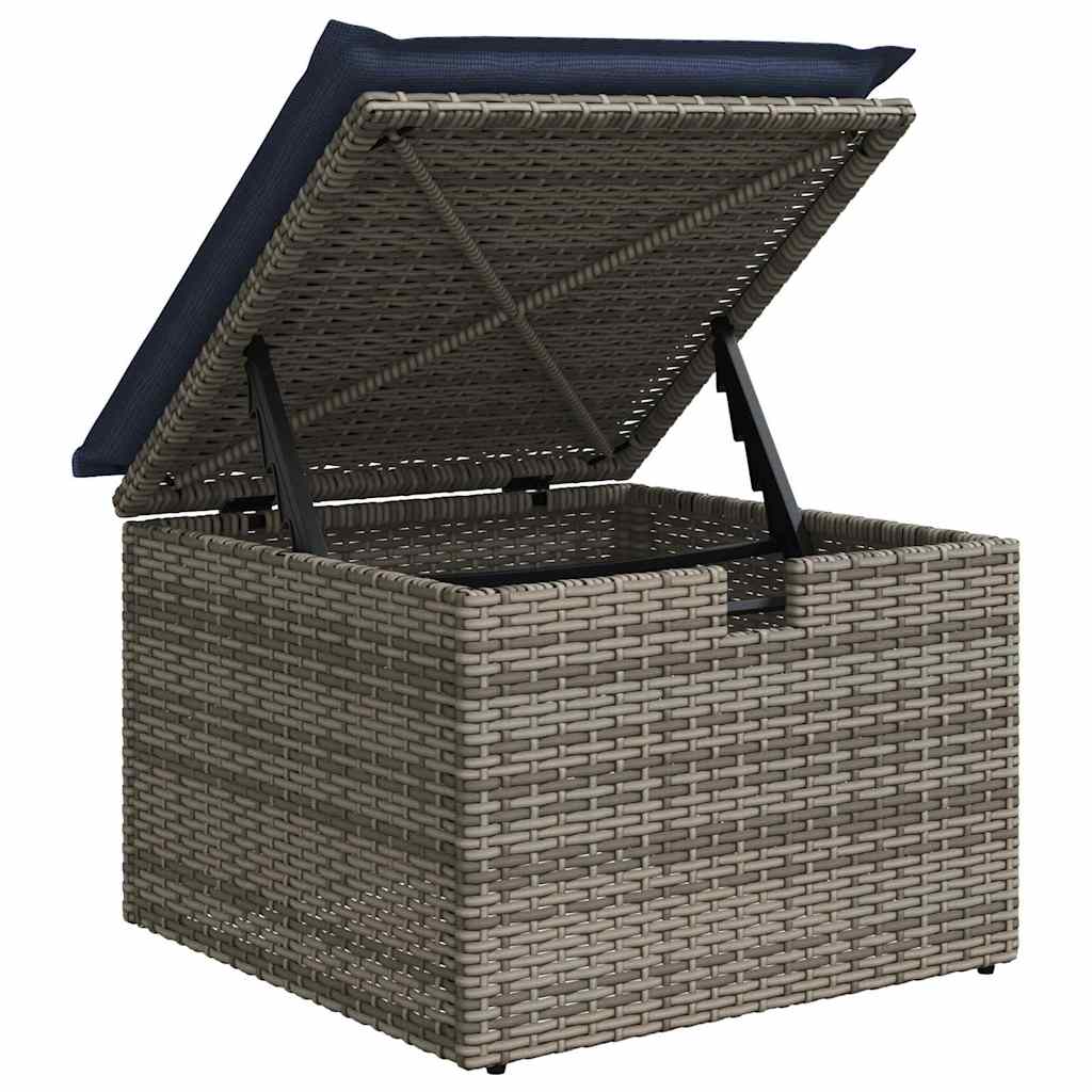 Tuin Sofa Set 6 st Grijs en Marineblauw poly rattan