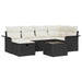 Tuin Sofa Set met kussen 7 pcs Zwart en Crème poly rattan