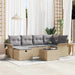 Tuin Sofa Set met kussen 7 pcs Beige en Licht Grijs poly rattan