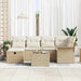 Tuinbankenset 7 st Beige en Crème poly rattan
