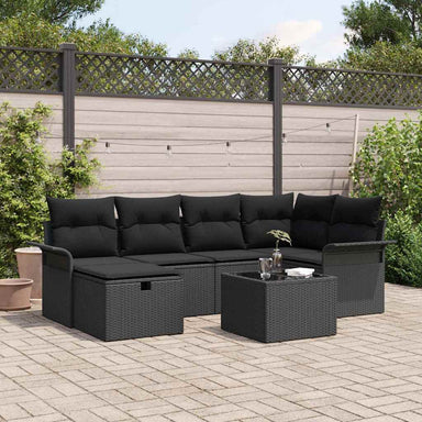 Tuinbankenset 7 st Zwart poly rattan
