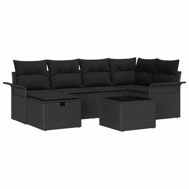 Tuinbankenset 7 st Zwart poly rattan