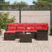 Tuin Sofa Set 7 st Bruin en Rood poly rattan