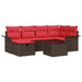 Tuin Sofa Set 7 st Bruin en Rood poly rattan