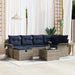 Tuin Sofa Set 7 st Grijs en Marineblauw poly rattan