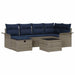 Tuin Sofa Set 7 st Grijs en Marineblauw poly rattan