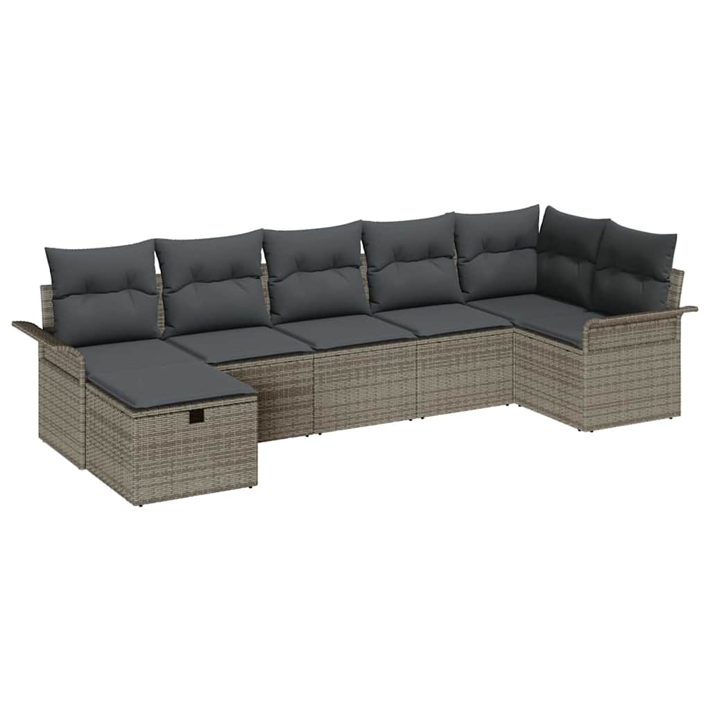 Tuin Sofa Set 7 st Grijs poly rattan