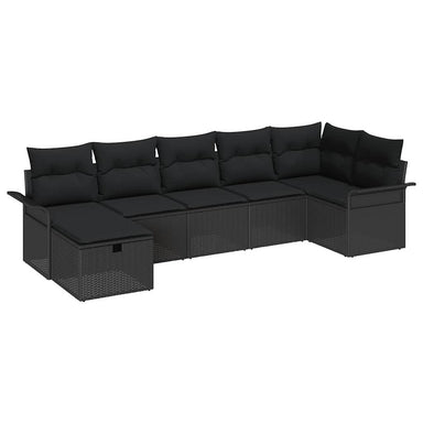 Tuin Sofa Set 7 st Zwart poly rattan