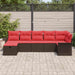 Tuin Sofa Set 7 st Bruin en Rood poly rattan