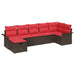 Tuin Sofa Set 7 st Bruin en Rood poly rattan
