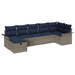 Tuin Sofa Set 7 st Grijs en Marineblauw poly rattan