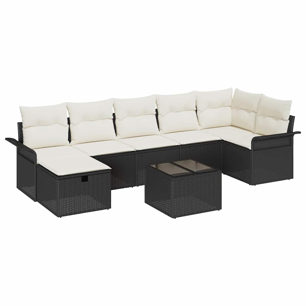 Tuin Sofa Set 8 st Zwart en Crème poly rattan
