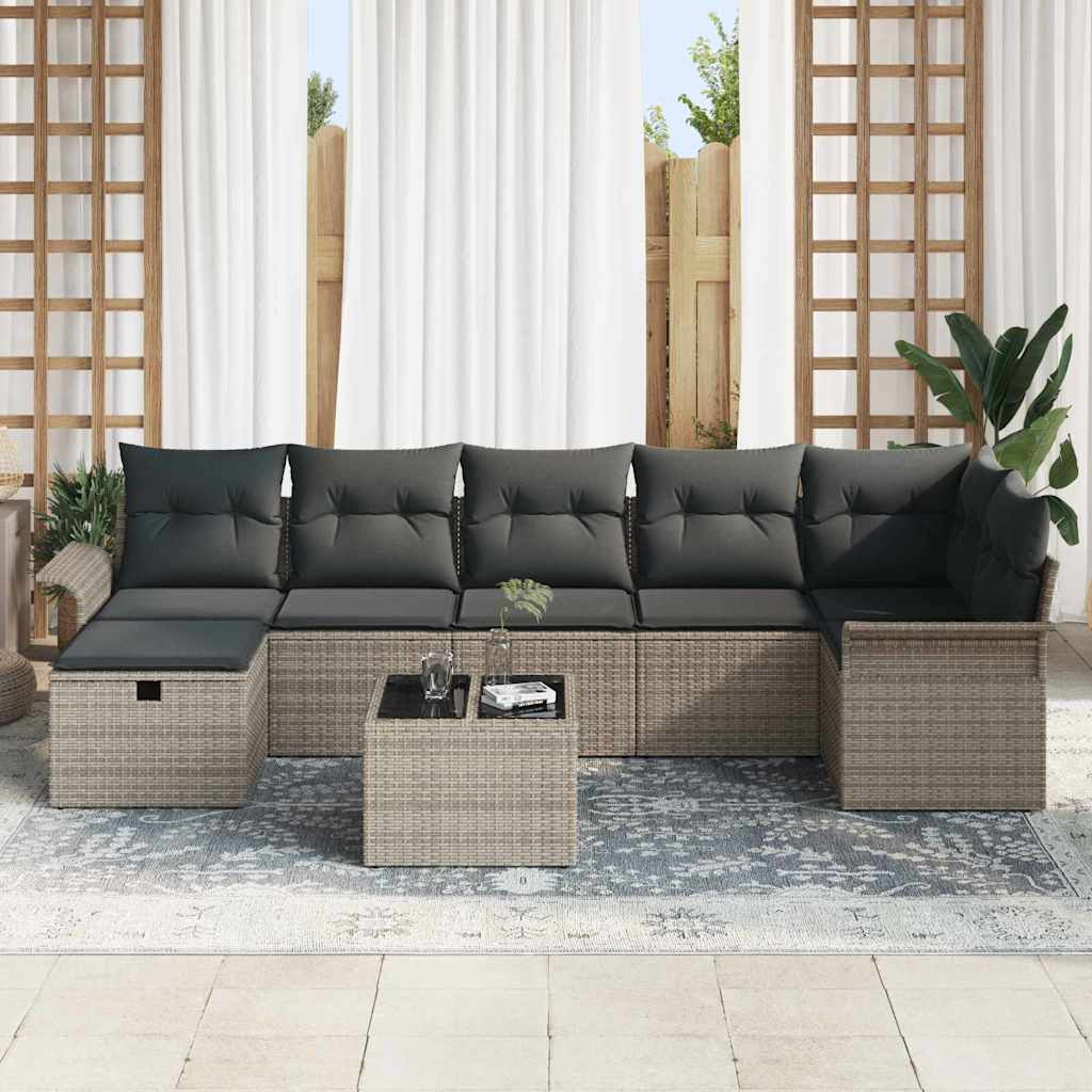Tuin Sofa Set 8 st Grijs poly rattan