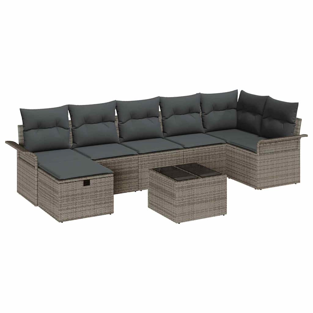 Tuin Sofa Set 8 st Grijs poly rattan
