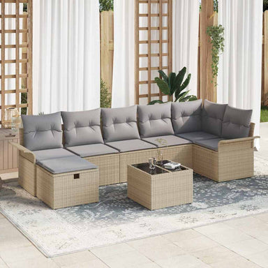 Tuin Sofa Set met kussen 8 pcs Beige en Licht Grijs poly rattan