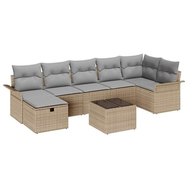 Tuin Sofa Set met kussen 8 pcs Beige en Licht Grijs poly rattan