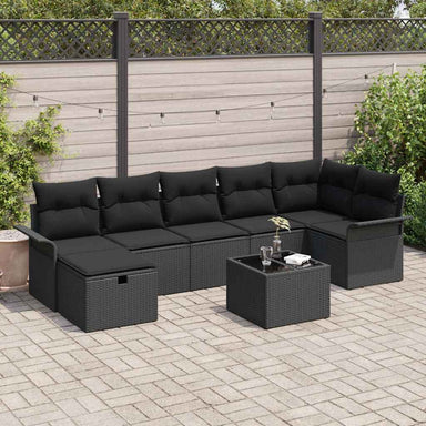 Tuin Sofa Set 8 st Zwart poly rattan