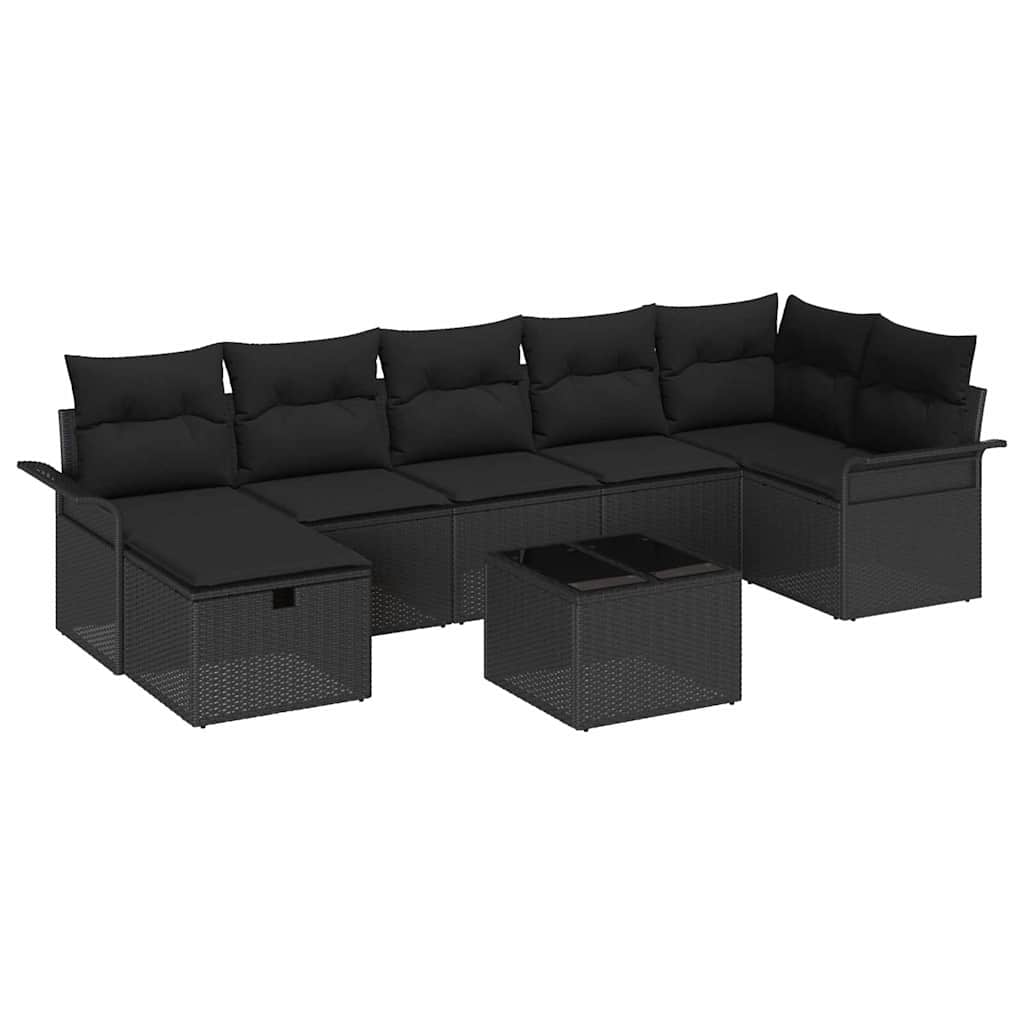 Tuin Sofa Set 8 st Zwart poly rattan