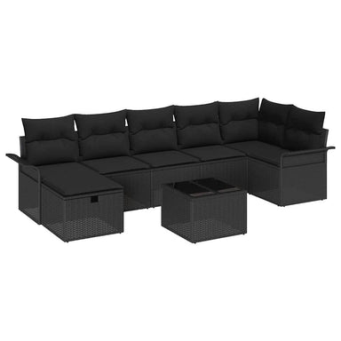 Tuin Sofa Set 8 st Zwart poly rattan