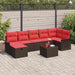 Tuin Sofa Set 8 st Bruin en Rood poly rattan