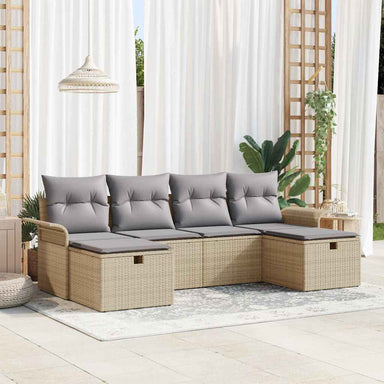 Tuin Sofa Set met kussen 6 pcs Beige en Licht Grijs poly rattan