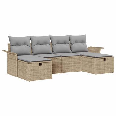 Tuin Sofa Set met kussen 6 pcs Beige en Licht Grijs poly rattan