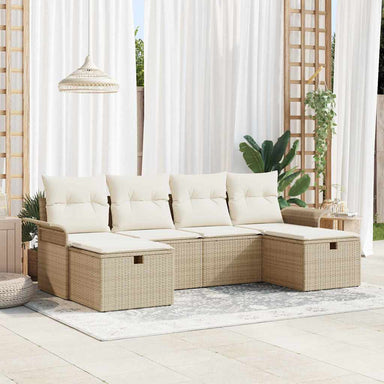 Tuin Sofa Set 6 st Beige en Crème poly rattan