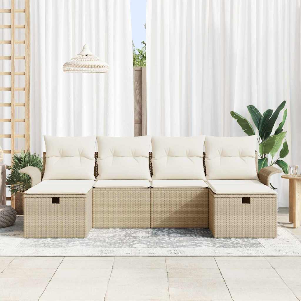 Tuin Sofa Set 6 st Beige en Crème poly rattan