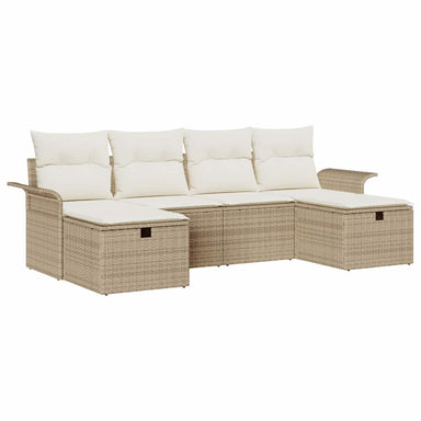 Tuin Sofa Set 6 st Beige en Crème poly rattan